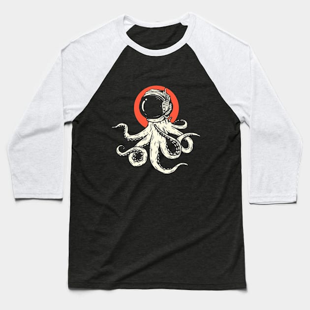 Squid astronaut Baseball T-Shirt by white.ink